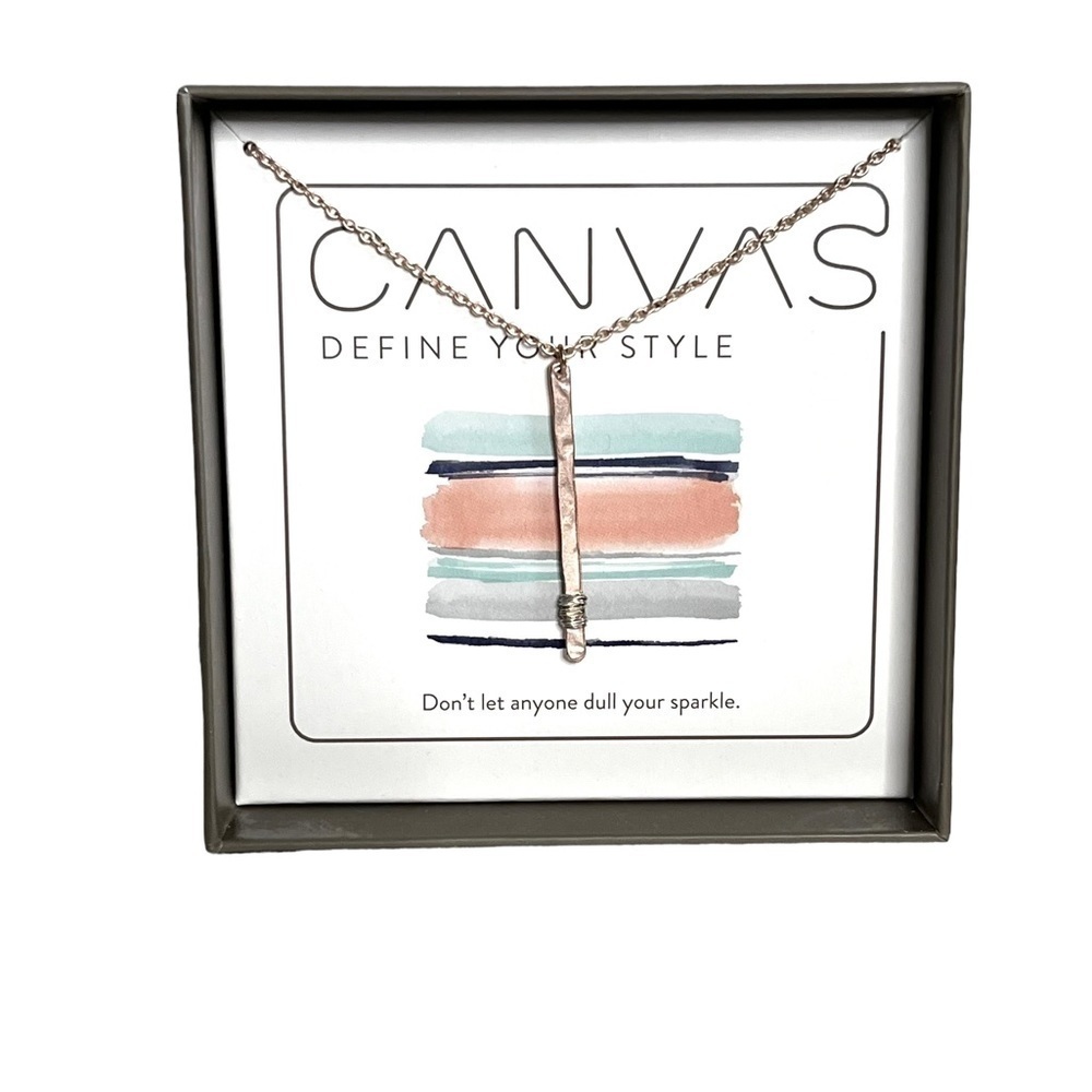 Canvas Rose Gold Bar Necklace New in Box